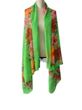 Rima Hand-Painted Tropical Pareo Sarong – Green Terivoile